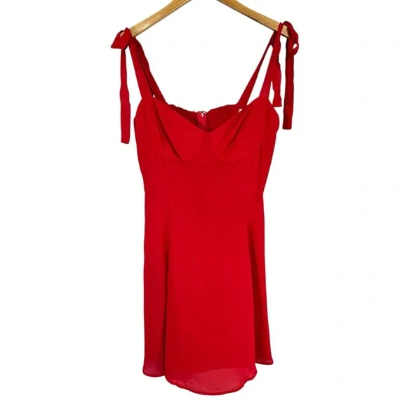 Reformation Niara Mini Dress size 10 in Cherry Red - Picture 4 of 9
